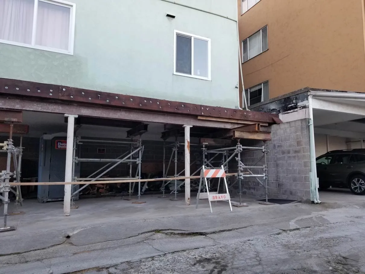 Structural construction project in progress in Walnut Creek, CA by Bravo Building Co.